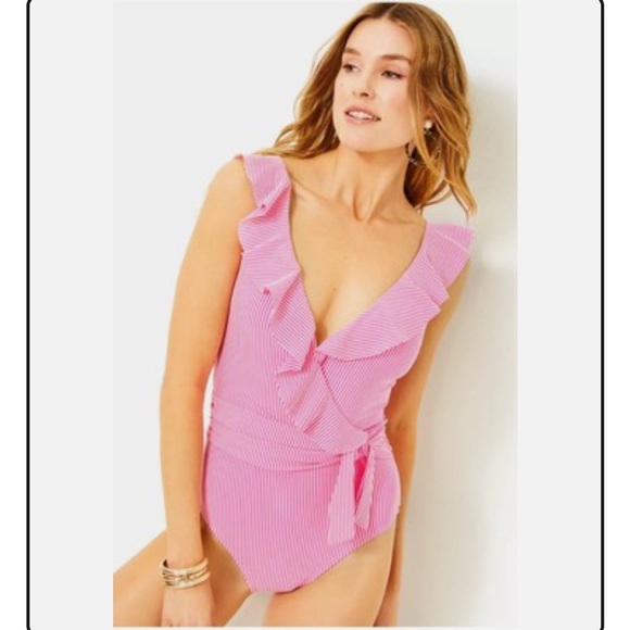 Lilly Pulitzer Delphie Seersucker One-Piece Swimsuit - Picture 12 of 13